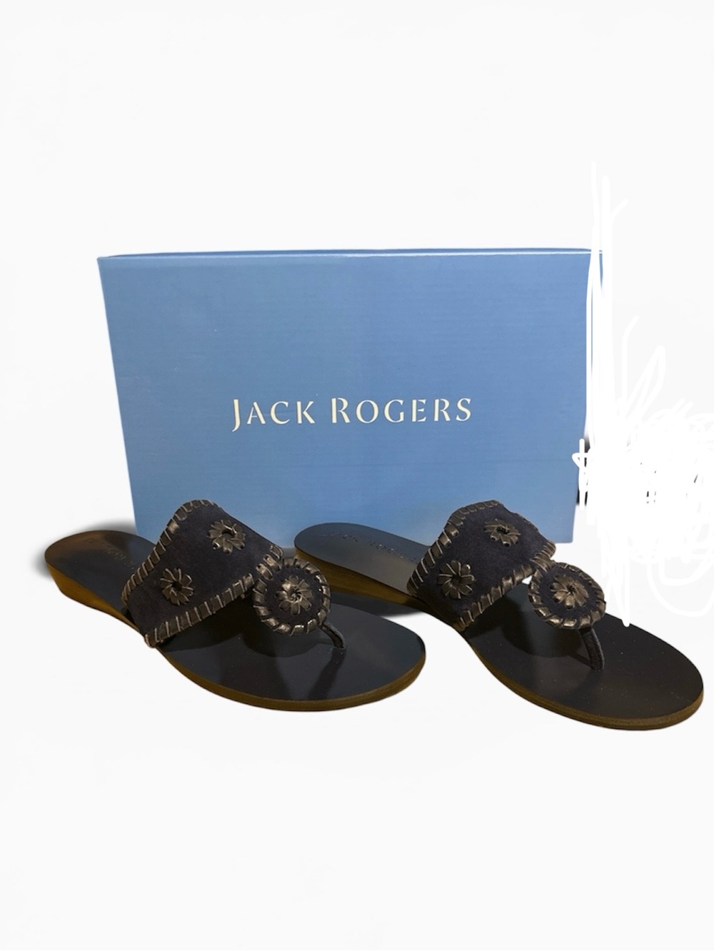 Jack Rogers Midnight Blue Women's Suede Demi Wedge Sandals